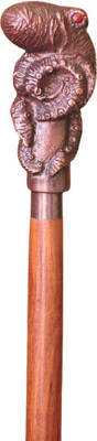 Global Handicrafts sea animal antique finish Handle brown wooden walking stick Walking Stick