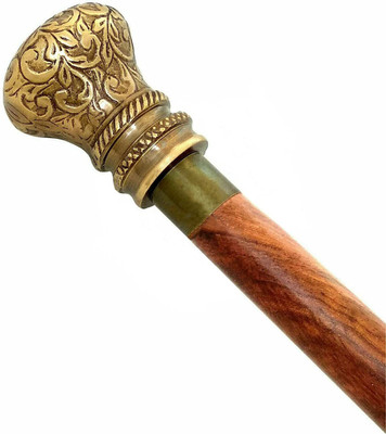 Global Handicrafts Handmade Brass knob handle brown wood walking stick 89 Walking Stick