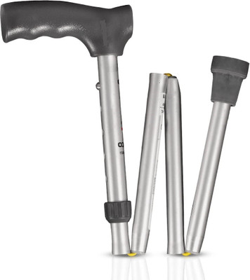 EXCLIQ Folding L Shape Aluminum Walking Stick for Elderly & Physically Challenged Walking Stick