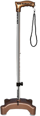 KDS SURGICAL 4 Leg Quadripod chrome Copper Height Adjustable Men/Women/Old Age People With Hand Support Walking Stick