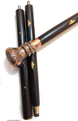 Global Handicrafts antique Victorian handle black inlay wooden walking stick Walking Stick