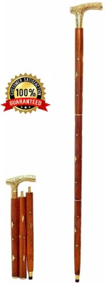 SANHARI CRAFTS rass Golden Handle With Sheesham Wooden 37-Inch Walking Stick