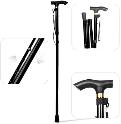 ACU-CHECK Foldable Walking Stick Adjustable, Anti-Slip, Enhanced Stability, Ergonomic Grip Walking Stick