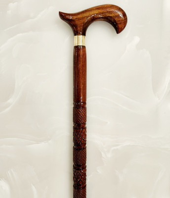 Elitr Mart Wooden Craft Walking/Cane Stick with Base Rubber for Old People(Unisex) Walking Stick