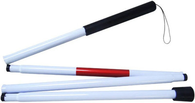 MCP Healthcare 4 Section Aluminium Folding Walking Cane Red & White Reflective Tape nightvision Walking Stick