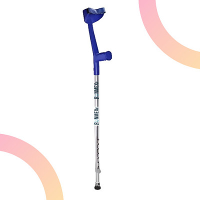 RUNMEX Single Leg Blue Elbow Crutch – Lightweight Adjustable Walking Stick Walking Stick