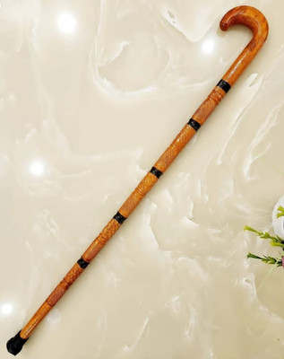 Hithika creation Round Fancy Wooden Walking stick with base rubber Walking Stick