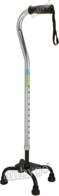 Ambygo Quadripod Height Adjustable ALUMINIUM (Silver Anodised) Walking Stick