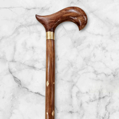 RanaCreation Wooden walking stick in brown bharai with antique design Walking Stick