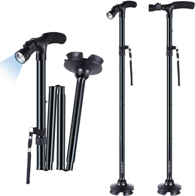 FEDORA EMPIRE Folding Cane with Led Light- Non-Slip Grip Handle for Men & Women Walking Stick