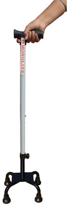 MONOLIZE Surgical 4 Leg Grey Black Height Adjustable Men/Women/Old Age People Patient Walking Stick