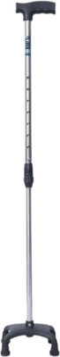 RUNMEX 4LEG Sturdy & Lightweight BLACK CHROME PVC for Enhanced Mobility Walking Stick