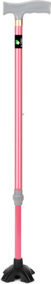 Dr. TORSO Pink Rubber base I Walking Stick with Adjustable Height Walking Stick