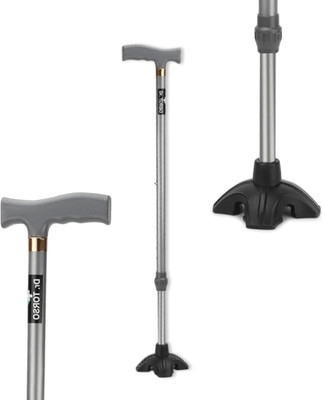 DR DOC Grey II Strong Walking Stick with Adjustable Height, Mild-Steel Body Walking Stick