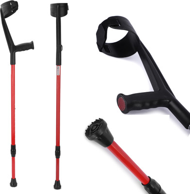 IWALK Red Elbow Crutch - Universal (Adjustable) Walking Stick