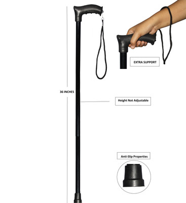 KDS SURGICAL 1 Leg Black Dori Non Adjustable Walking Stick