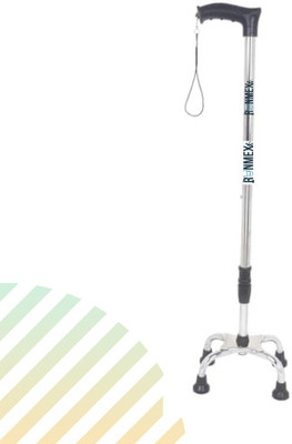RUNMEX Chrome Dori Black Base Adjustable Walking Stick for Elderly Walking Stick