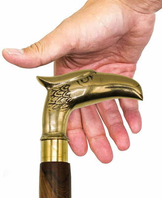 elite mart Wooden Walking Folding Stick with Brass Handle Size 36inch Antique Design Walking Stick
