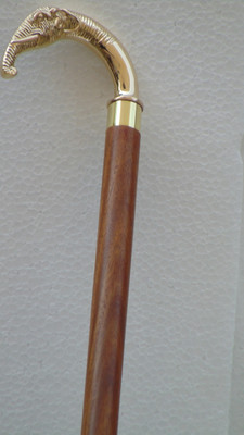 Global Handicrafts Handmade brass elephant handle brown wood walking sticks Walking Stick