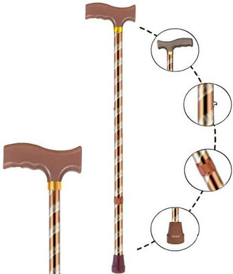 MCP Brown Carving Style Design Premium Aluminium Imported Walking Stick L Type Universal Size Old Age (Men & Women) Walking Stick