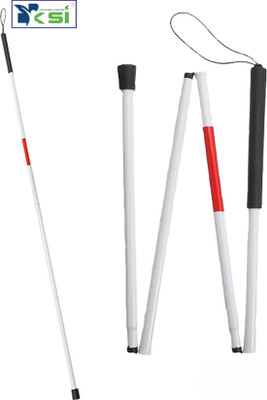 KSI Folding Blind Cane Reflective Red Folding Walking Stick for Blind People Walking Stick