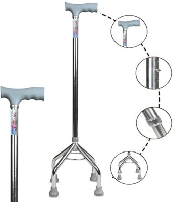 MCP Elevated Silver Quadripod Height Adjustable 4 Leg Walking Stick