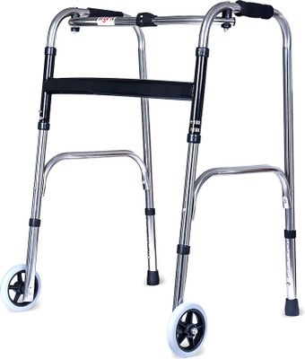 TryFit TF895W I Zigzag Walker with Wheels I Stainless Steel I Foldable I Lightweight Walking Stick