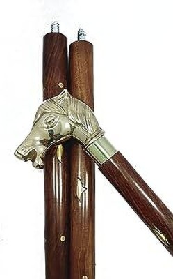 SANHARI CRAFTS Horse Golden Handle With Sheesham Wood 36 - Inch Walking Stick