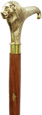 ShaniyaHub Brass Lion Head Design Handle Wooden Foldable Walking Stick Men/Women(Z09) Walking Stick