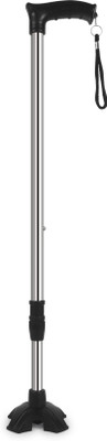 KDS SURGICAL 4 Leg Height Adjustable Crome Pvc Men Women Old Age People Patient Walking Stick