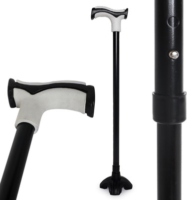 MCP Nimbus T Shape Aluminum Stick for Old People, Adjustable Height Wide Base Walking Stick