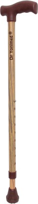 DR YONIMED Walking Stick Brown (Wooden Finish) Height Adjustable Old Men & Women Walking Stick