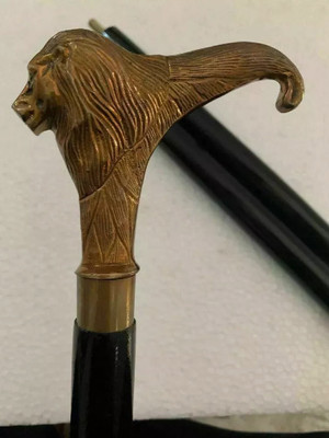 Global Handicrafts Brass Lion Handle black wood walking stick 83 Walking Stick