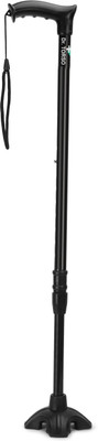 Dr. TORSO Premium Black Rubber base I Walking Stick with Adjustable Height Walking Stick