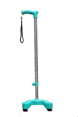roston Surgical 4 Leg Quadripod Chrome Height Adjustable With Support Walking Stick