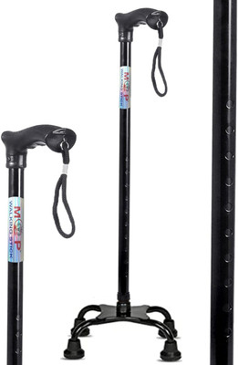 MCP Black Quadripod height Adjustable Aluminium Four Legged Walking Stick 4 Leg Walking Stick
