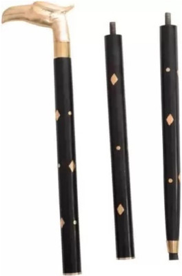 RanaCreation Wooden 3 fold eagle stick in black color Walking Stick