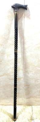 Hithika creation Brass fish design with 3 fold full rassa Walking Stick