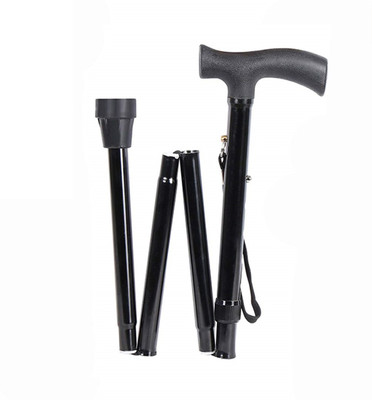 MCP Healthcare Professional Black 4 folding Aluminium Walking stick With Adjustable Normalwalk Walking Stick