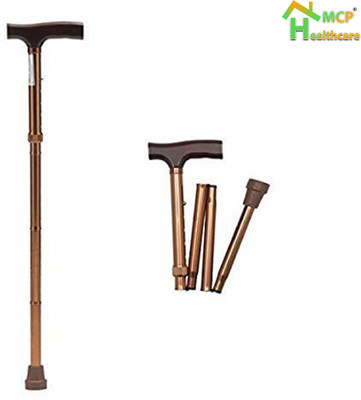 MCP Healthcare Professional Brown 4 folding Aluminium Walking stick With Adjustable Normalwalk Walking Stick