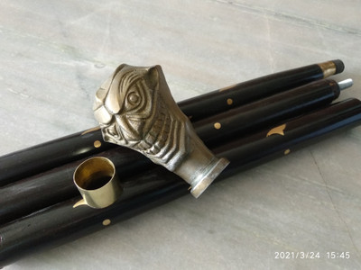 Global Handicrafts antique face head black wooden inlay walking cane Walking Stick