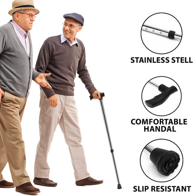 RCSP Walking Stick for Old People Men & Women Hight Adjustable Crutches Silver coat Walking Stick