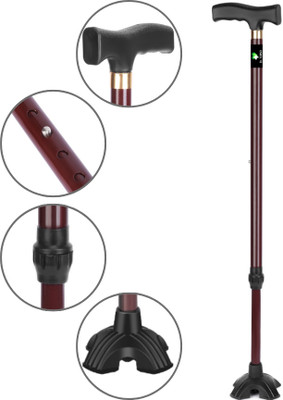 Dr. TORSO Cherry Quadpod II Walking Stick with Self Standing Base and Adjustable Height Walking Stick