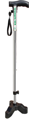 KDS SURGICAL 3 Leg Pvc Black Hand Dori Height Adjustable Men/Women/Old People Patient Walking Stick