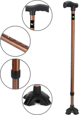 Dr. TORSO Copper II Quadpod Walking Stick with Self Standing Base and Adjustable Height Walking Stick