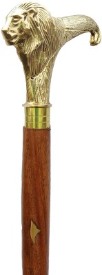 Calvin handicrafts Antique Designer Brass Lion Handle Wooden Walking Stick Cane for Seniors Walking Stick