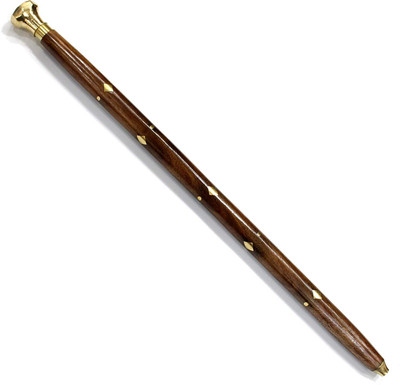 M S RISE WOODEN BROWN DAIMOND PANNI Walking Stick