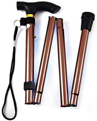 MCP Healthcare 4 Section Aluminium shaft Single Leg Walking Stick Adjustable & Portable Brown Walking Stick