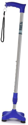 RUNMEX Anti-Slip 4-Leg Walking Stick – Blue PVC & Adjustable for Comfort Walking Stick