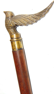Global Handicrafts nautical Antique brass bird handle brown wood walking sticks Walking Stick